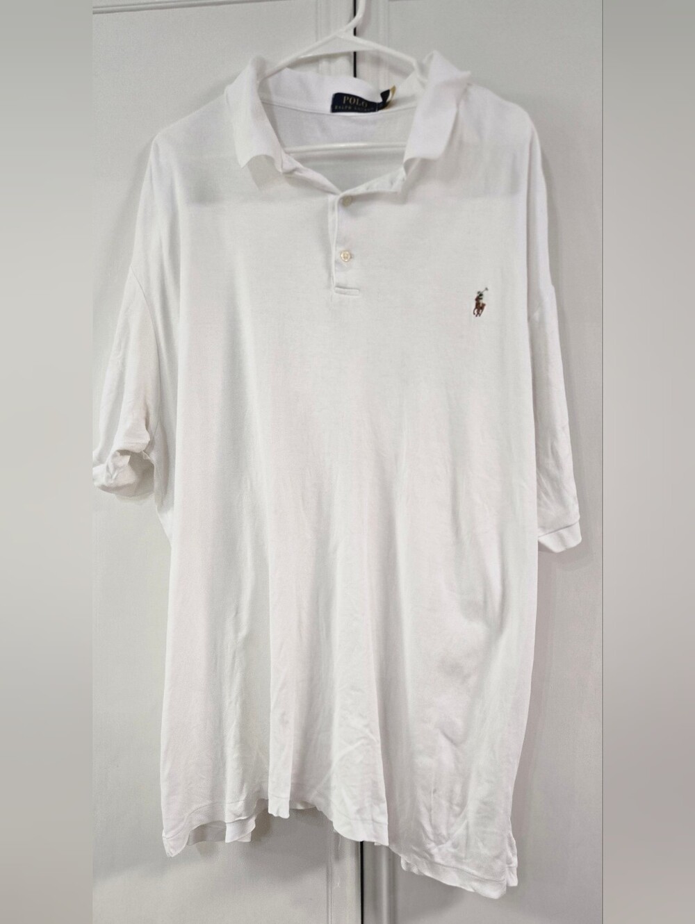Ralph Lauren Men's White Polo with Embroidered Pony 2XLT